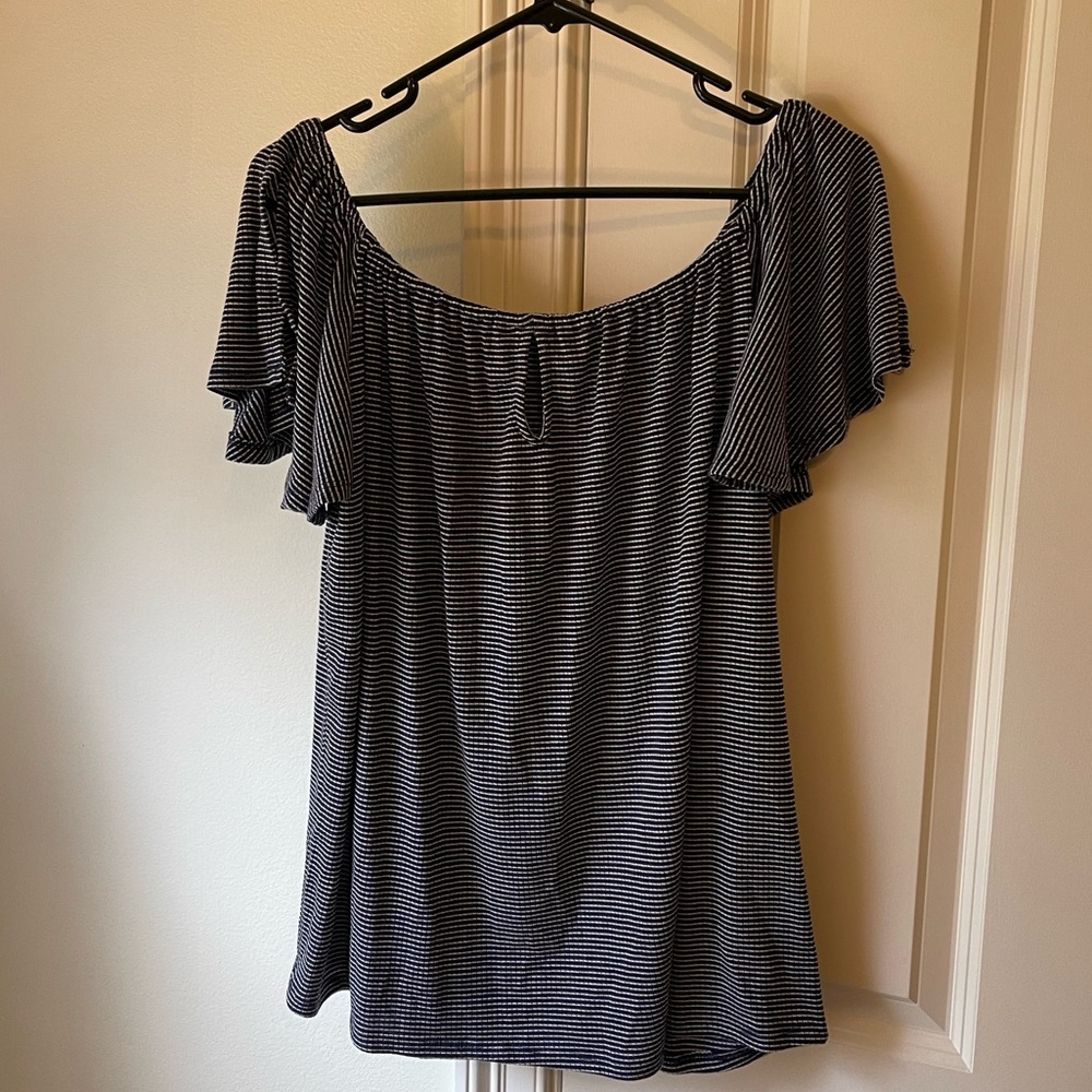 Lane Bryant Navy/White Striped Top 14/16 EUC